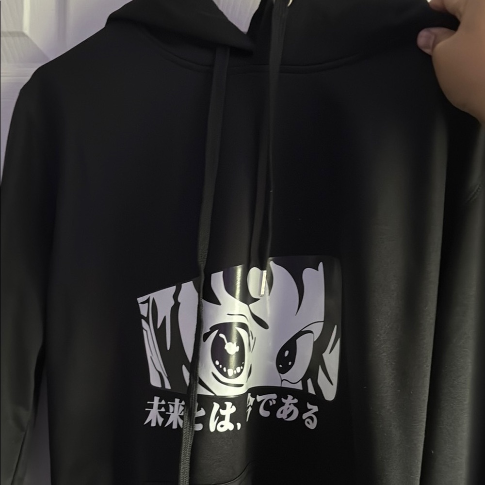 Source Unknown Black Anime Graphic Sweatshirt